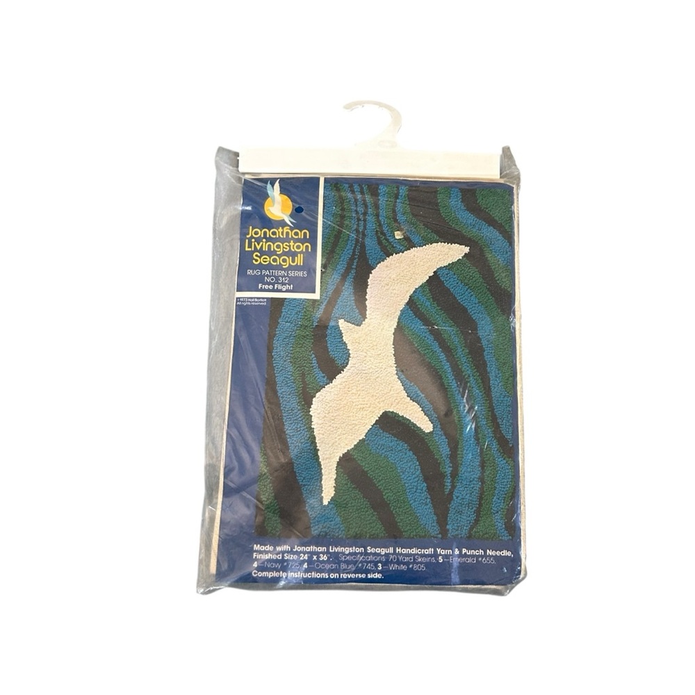 Vintage 1973 Jonathan Livingston Seagull Rug Pattern #312 Free Flight 24”x36”